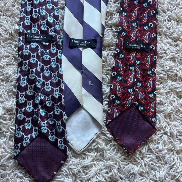 Christian Dior Monsieur Lot of 3 Vintage Ties Silk Polyester Mix EUC - Picture 3 of 13